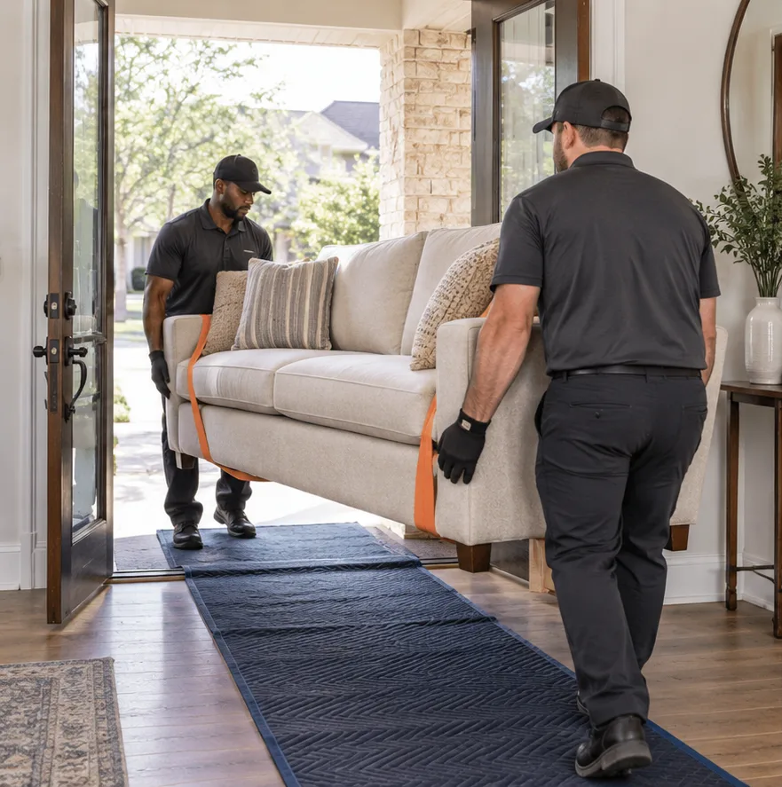 Illustrative furniture removal service scene