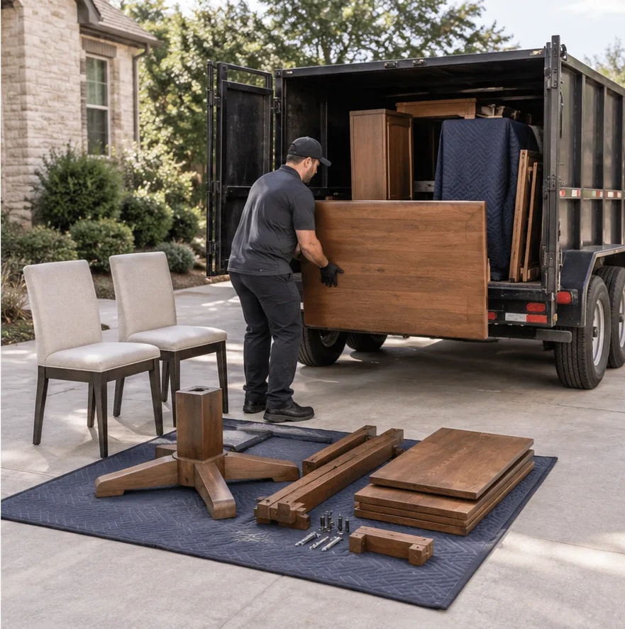 Second illustrative view of furniture removal preparation and loading